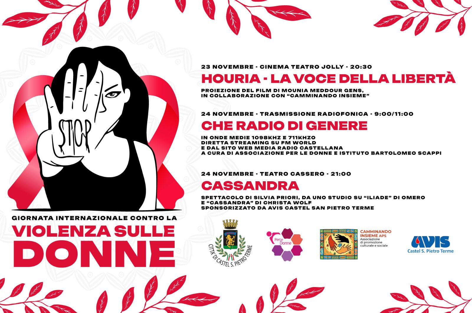 Giornata contro la violenza sulle donne, le iniziative a Castel San Pietro Terme